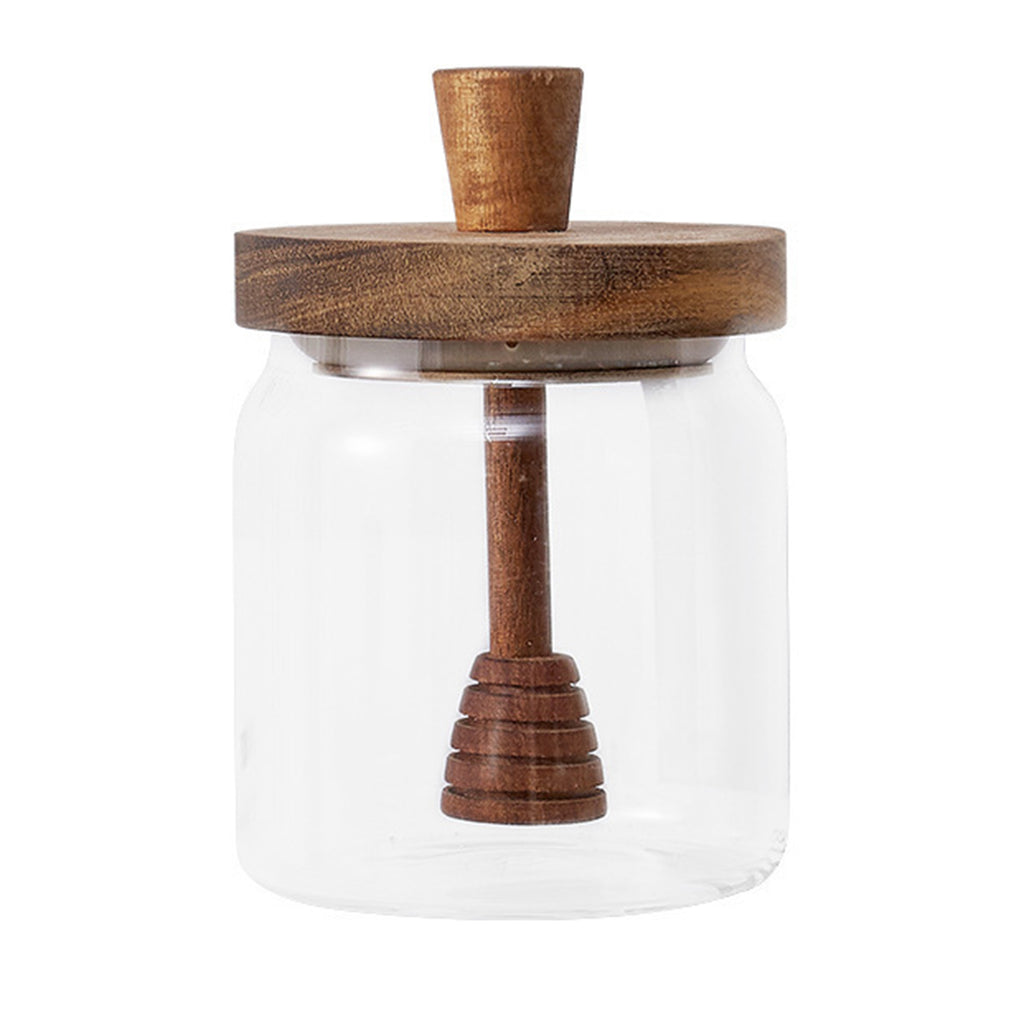 Honey Jar with Dipper Glass Storage