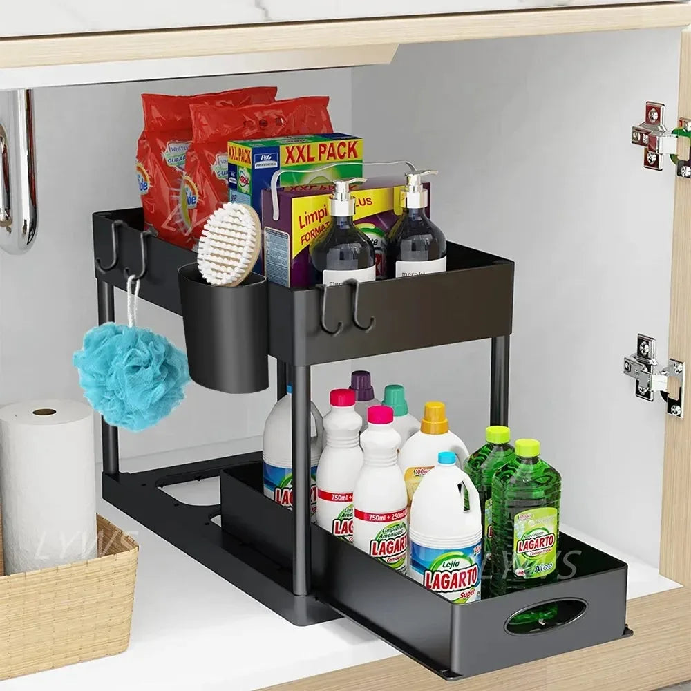 2-Tier Under Sink Sliding Cabinet Organizer